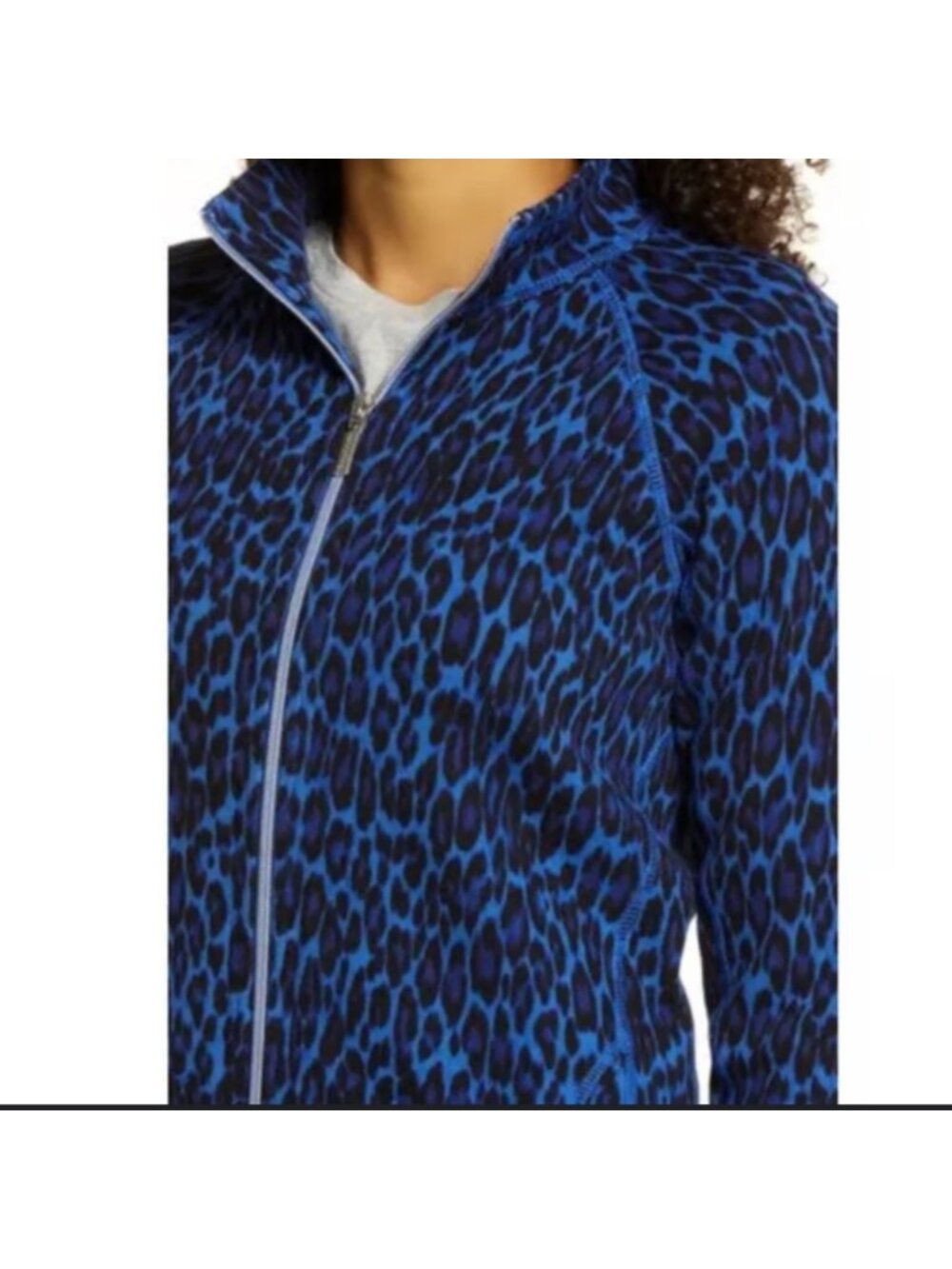 Tommy Bahama Knit Jacket Extra Small Blue Black Leopard Print Full Zip